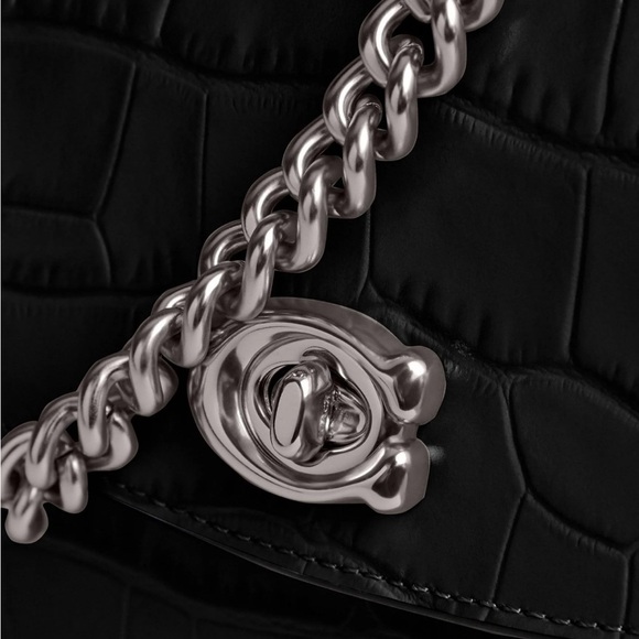Coach Embossed Croc Leather Cassie Crossbody 19 Black with silver hardware NWT - Picture 7 of 17